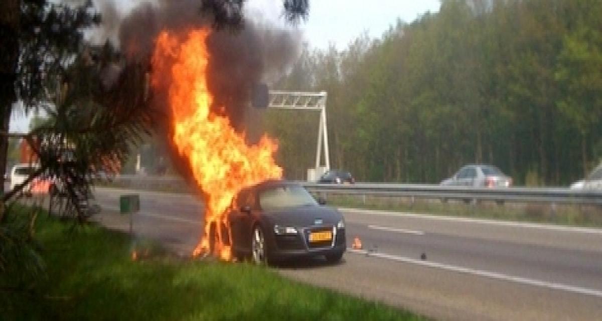 Coup de chaud : une Audi R8 s'enflamme