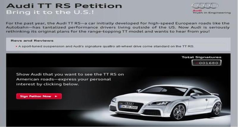  - Pétition : l'Audi TT-RS pour les USA ?