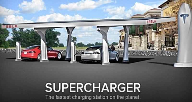  - Supercharger Tesla : 30 minutes, 85 kWh, 96 km/h et 240 km