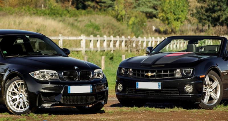  - La photo du jour : BMW Série 1 M Coupé et Chevrolet Camaro Cabriolet