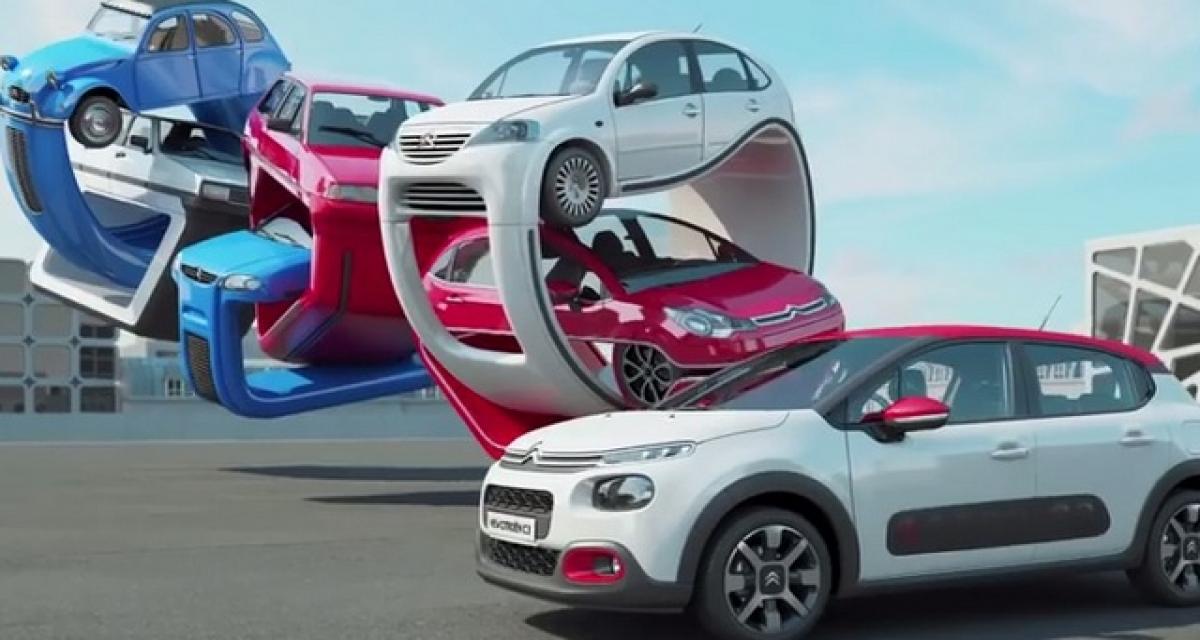La généalogie de la Citroën C3 en version artistique, décalée et élastique