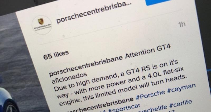  - Un concessionnaire Porsche confirme la Porsche GT4 RS