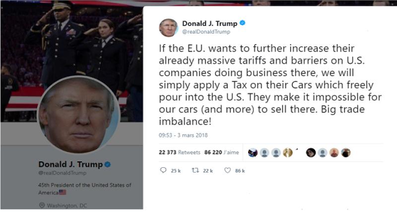  - Trump menace de taxer les importations automobiles de l'UE