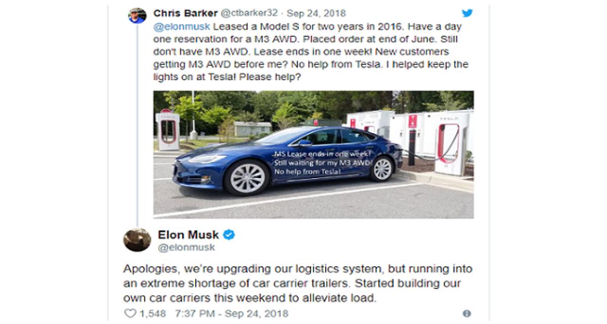 Tesla : rachat de transporteurs routiers pour livrer la Model 3