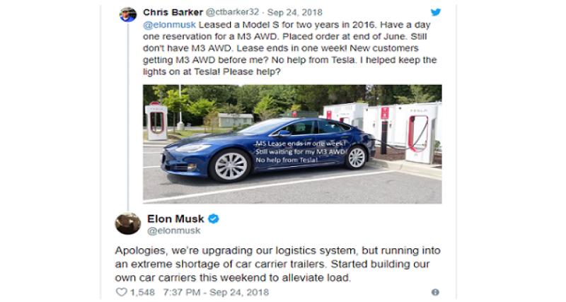  - Tesla : rachat de transporteurs routiers pour livrer la Model 3