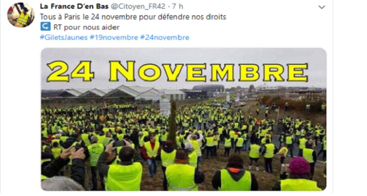 Les Gilets jaunes veulent rouler sur Paris le 24 novembre
