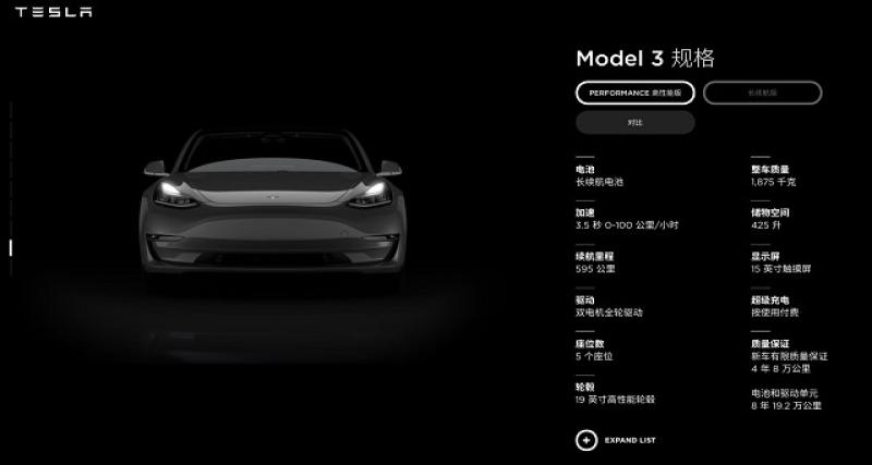  - Tesla : livraison de la Model 3 en Chine dès mars 2019