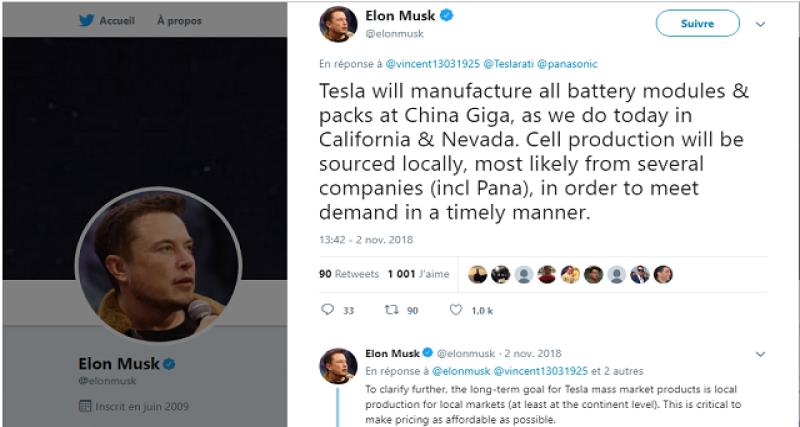  - Tesla : pas d'accord avec Lishen pour la fourniture de batteries