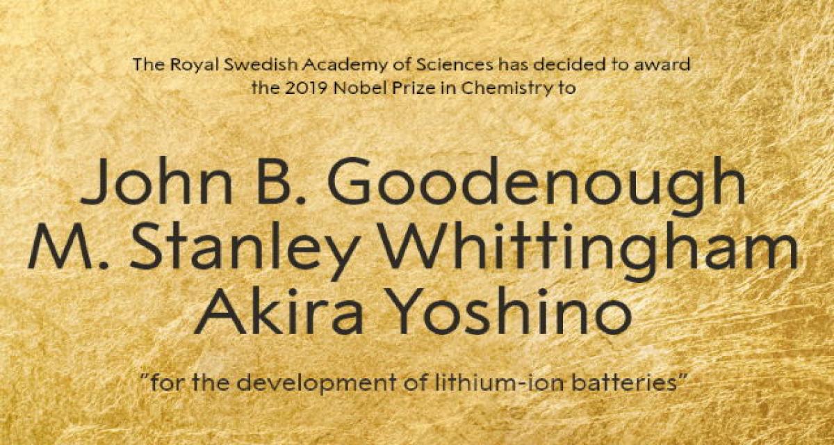 Le prix Nobel de chimie 2019 pour les batteries au lithium