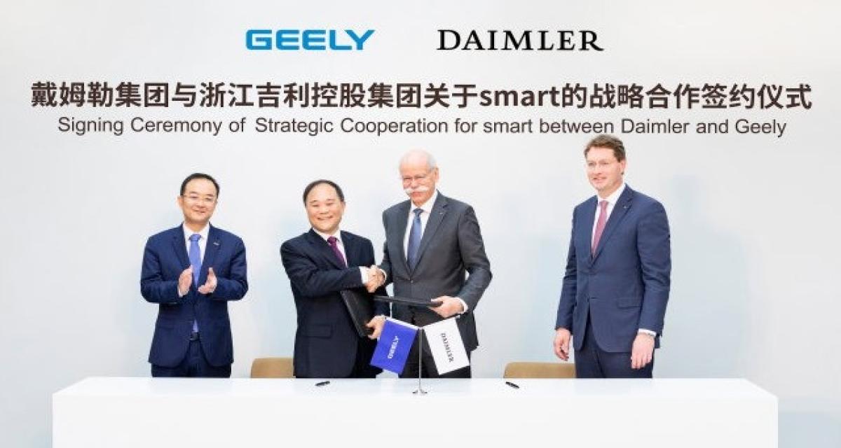 Mercedes va produire des Smart avec Geely en Chine