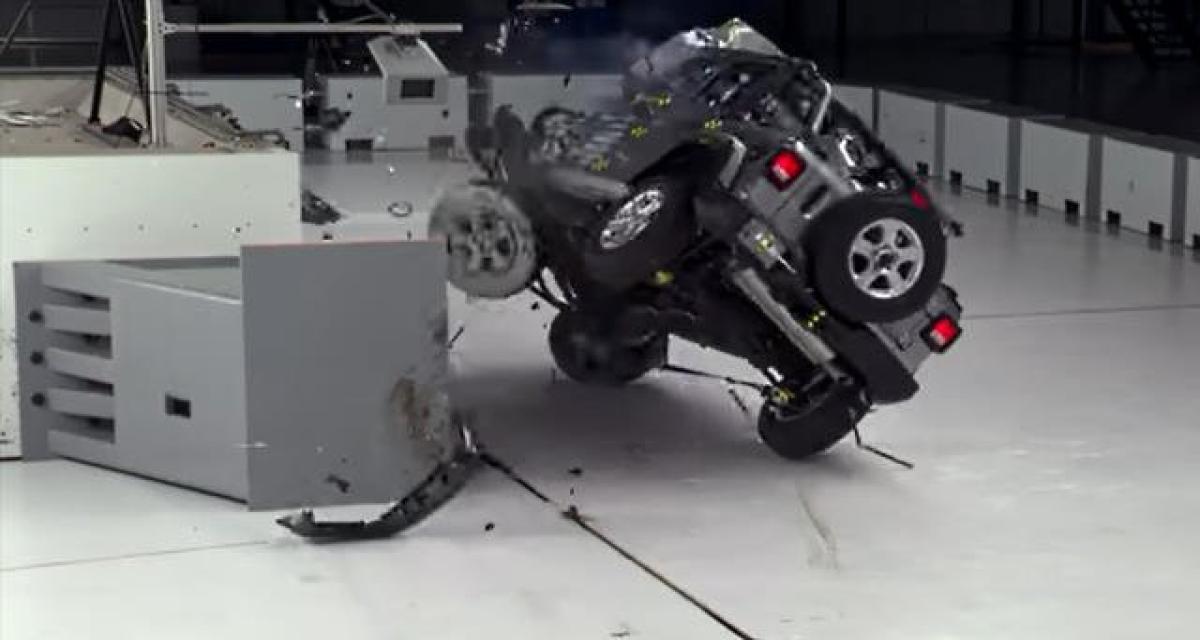 Crash-test IIHS : et un Jeep Wrangler retourné, un !