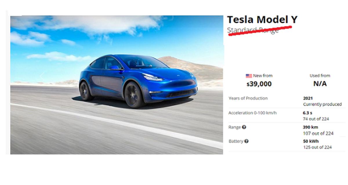 Tesla Model Y: entrée de gamme recalée, car non rentable ?