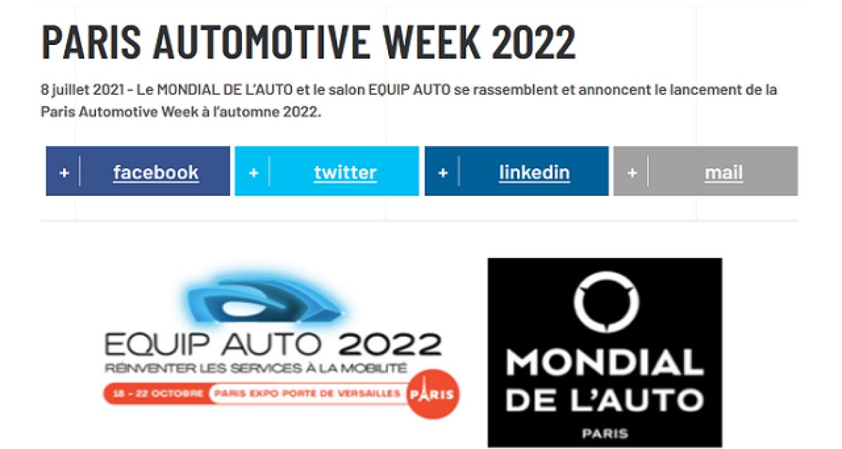 Mondial de l’Auto / Equip Auto réunis à Paris en octobre 2022