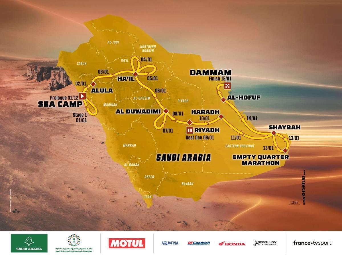 Le tracé du Dakar 2023