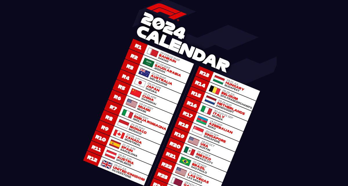 F1 2024 : Le calendrier dévoilé